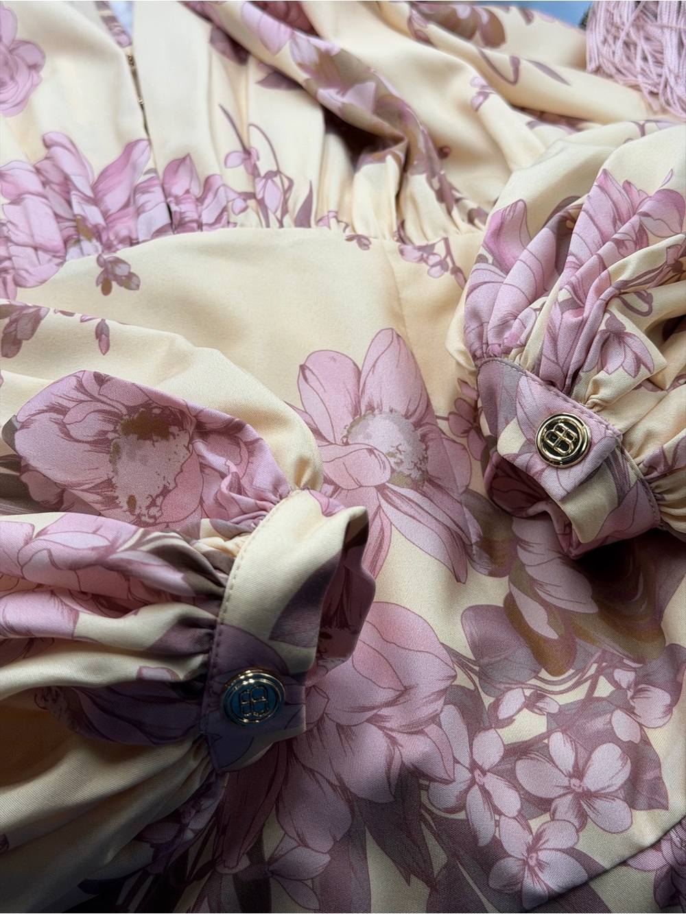 🆕 BRONX & BANCO 🧿 NWOT Magnolia Carmen Belted Fringe Gown, Blush - Sz XS US 2 - Picture 14 of 15